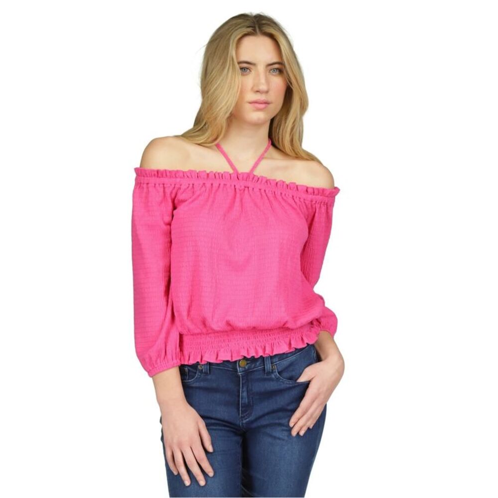 Michael Kors Womens Smocked Knit Blouse, NWT